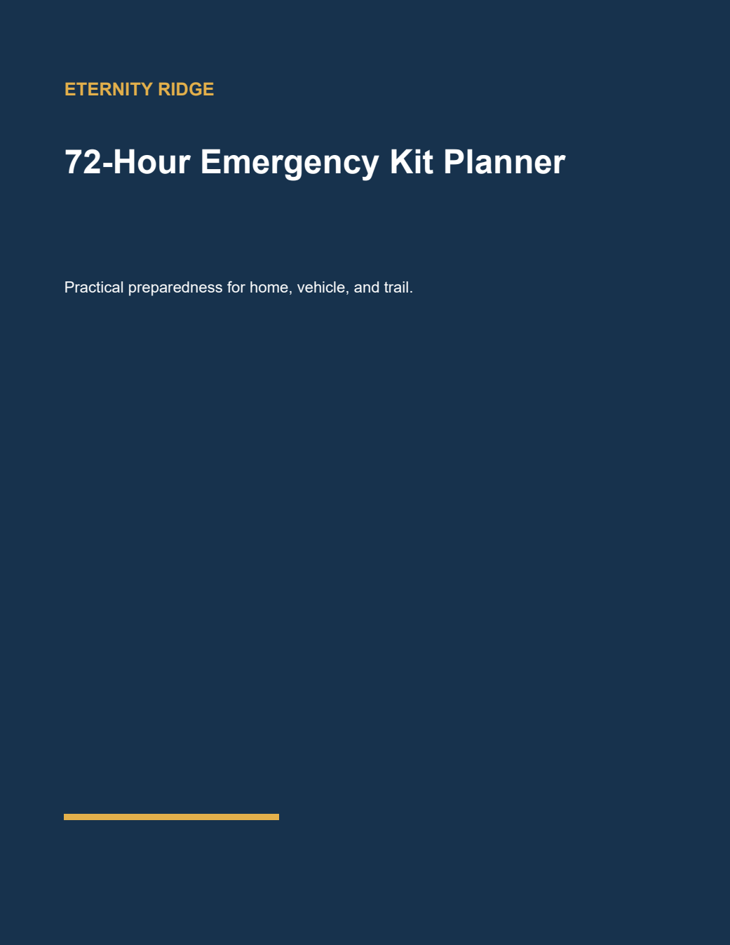 72-Hour Emergency Kit Planner printable digital guide cover
