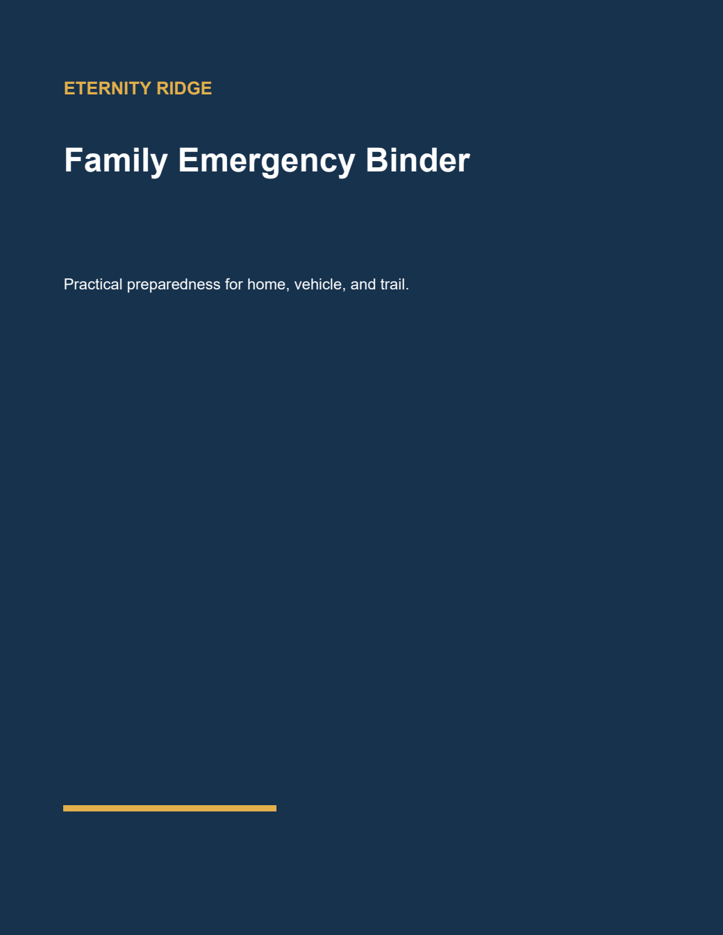 Family Emergency Binder printable digital guide cover